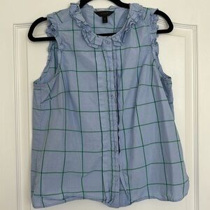 Jcrew Windopane Shirt with Ruffle Collar